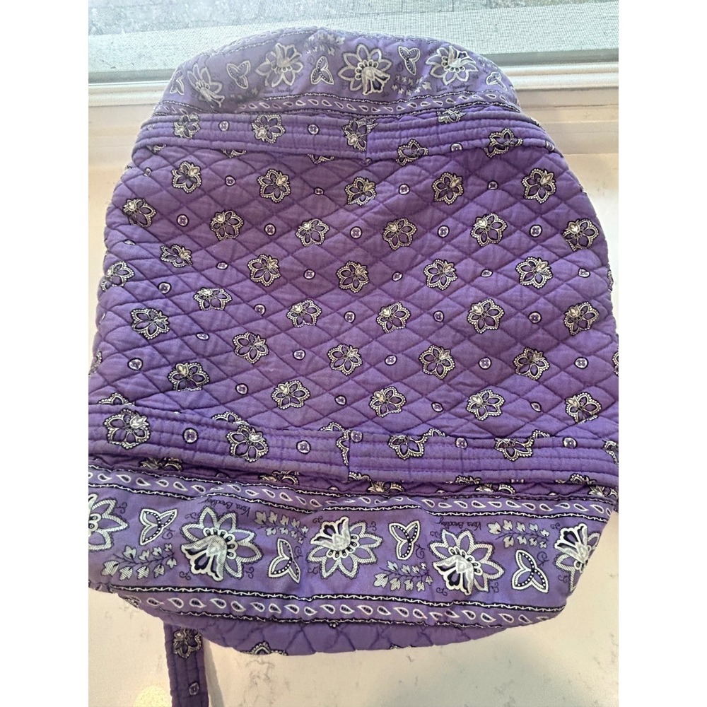 Vera Bradley Purple Quilted Floral Paisley Cotton Duffel Travel Bag Monogram LSM - Picture 5 of 7